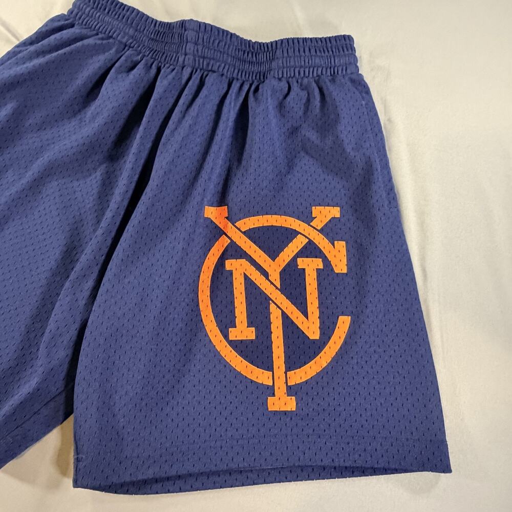 New York Knicks Shorts Men L Blue Orange Mitchell & Ness Drawstring NBA NYC